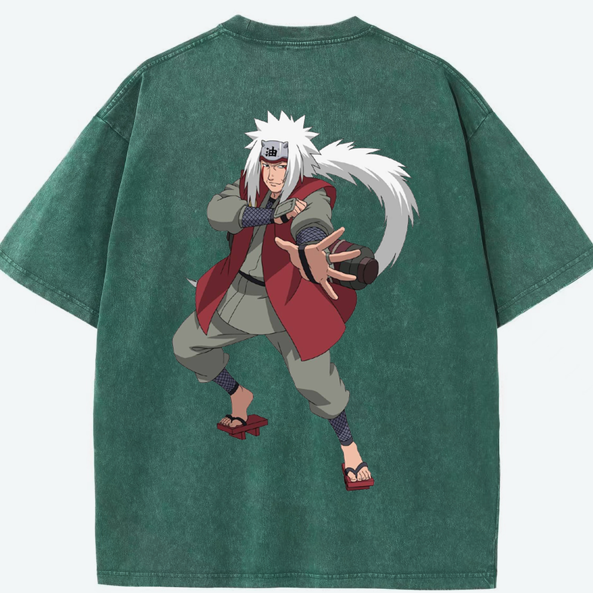 （画像用） NARUTO -ナルト- 自来也（じらいや） Jiraiya 綿100% ヴィンテージ風 半袖Tシャツ（背面プリント）